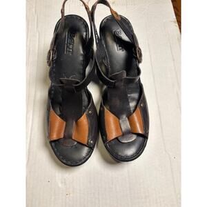 Born Wedge Sandals Black and Brown Size 10 EUC
